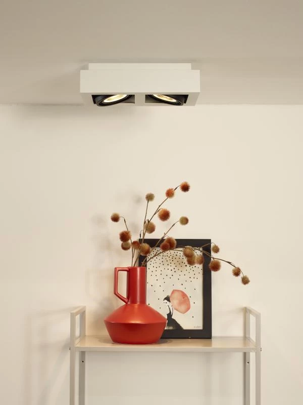 Lucide ZEFIX - Spot plafond - LED Dim to warm - GU10 - 2x12W 2200K/3000K - Blanc - ambiance 1